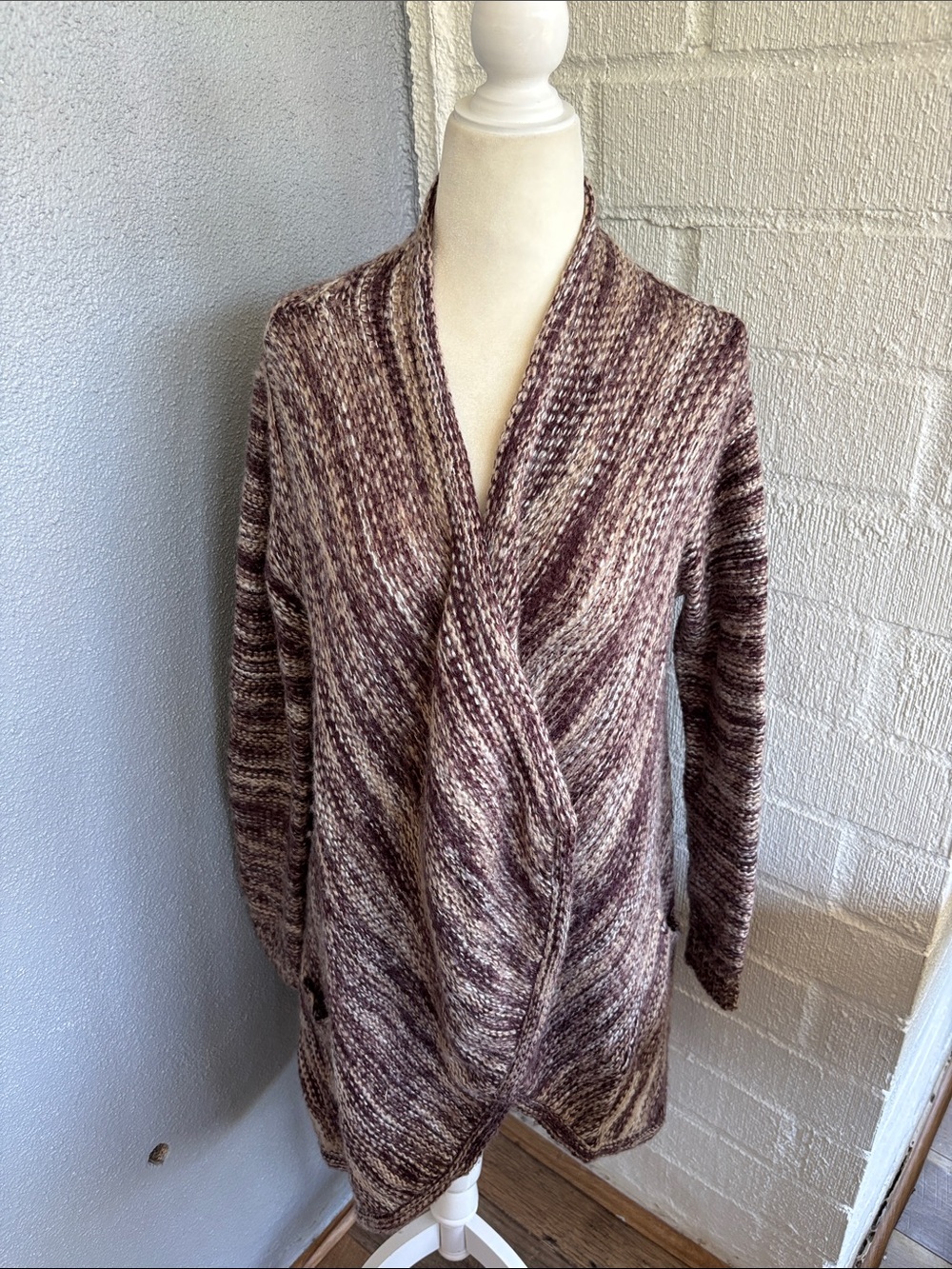 Sun & Shadow Marled Open-Front Cardigan Sweater sz M